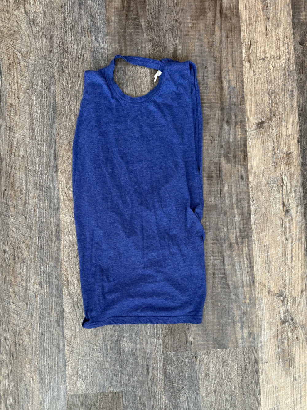 Free People Sleeveless Knit Tank in Heather Blue Medium Criss Cross Open Back